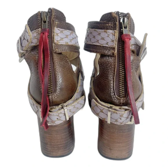 Freebird Jaclynn Strappy Heeled Sandals Heels Distressed Boho Western Size 10 - Picture 5 of 12